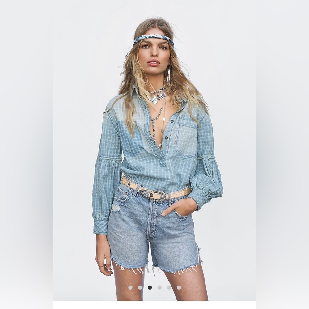 Free People Breaker High Rise CVY Denim Shorts Size 34